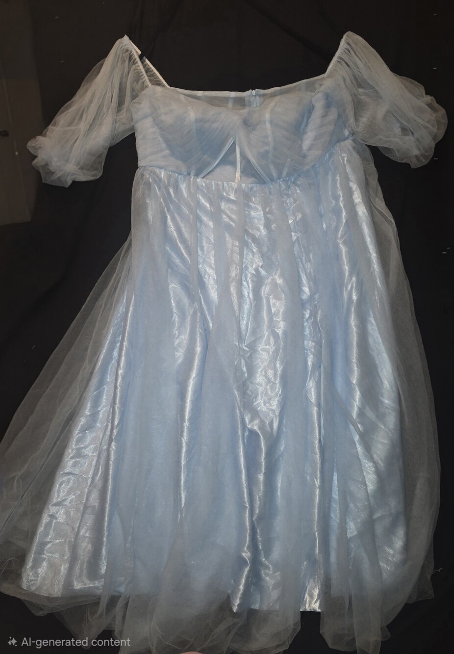Cinderella Light Blue Tulle Maxi Gown Dress Puff Sleeves Fairy Princess Size 26